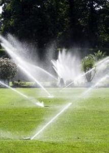 sprinkler system aray running at retirement community